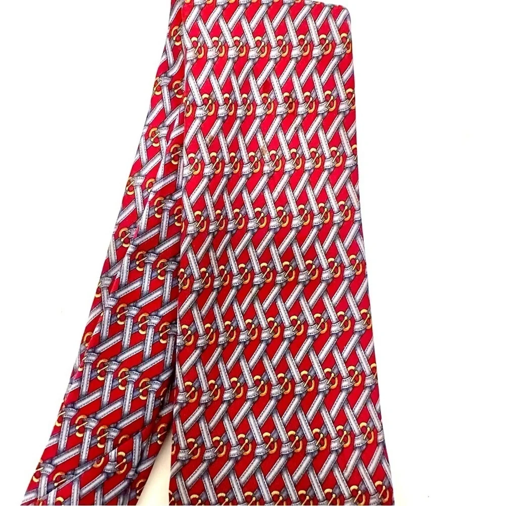 Gucci 100% Silk Men’s Tie Red Blue Gold Size O/S